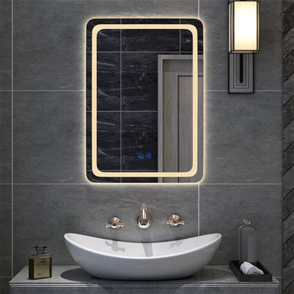 50X70Cm Upright Smart Bathroom Mirror LED Light Makeup Mirror Backlight with Defogging Bluetooth Speaker for Home Decoration