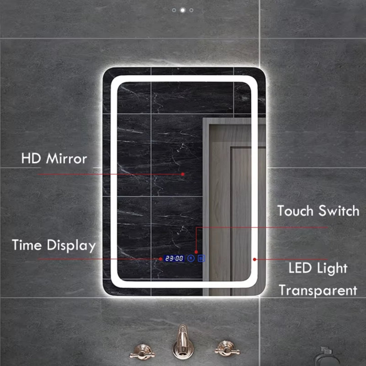 50X70Cm Upright Smart Bathroom Mirror LED Light Makeup Mirror Backlight with Defogging Bluetooth Speaker for Home Decoration