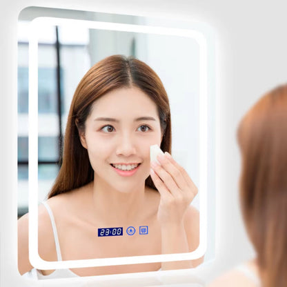 50X70Cm Upright Smart Bathroom Mirror LED Light Makeup Mirror Backlight with Defogging Bluetooth Speaker for Home Decoration