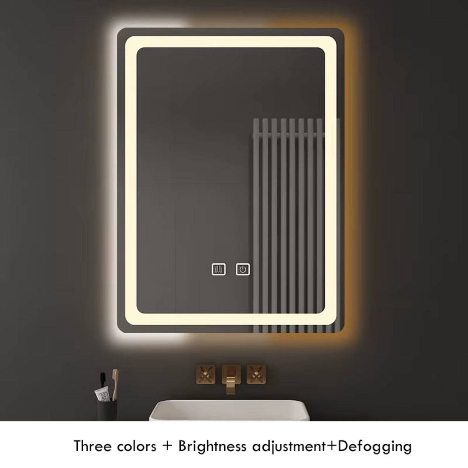 50X70Cm Upright Smart Bathroom Mirror LED Light Makeup Mirror Backlight with Defogging Bluetooth Speaker for Home Decoration
