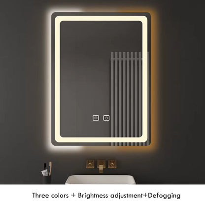 50X70Cm Upright Smart Bathroom Mirror LED Light Makeup Mirror Backlight with Defogging Bluetooth Speaker for Home Decoration
