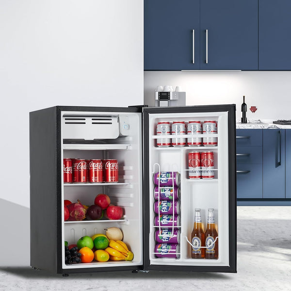 3.2 Cu.Ft Energy-Efficient Compact Refrigerator with Freezer, Quiet Adjustable Thermostat Removable Shelf Reversible Door, College Dorm Mini Fridge Perfect for Dorm, Apartment, Office, Bedroom