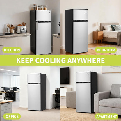 3.2 Cu.Ft Energy-Efficient Compact Refrigerator with Freezer, Quiet Adjustable Thermostat Removable Shelf Reversible Door, College Dorm Mini Fridge Perfect for Dorm, Apartment, Office, Bedroom