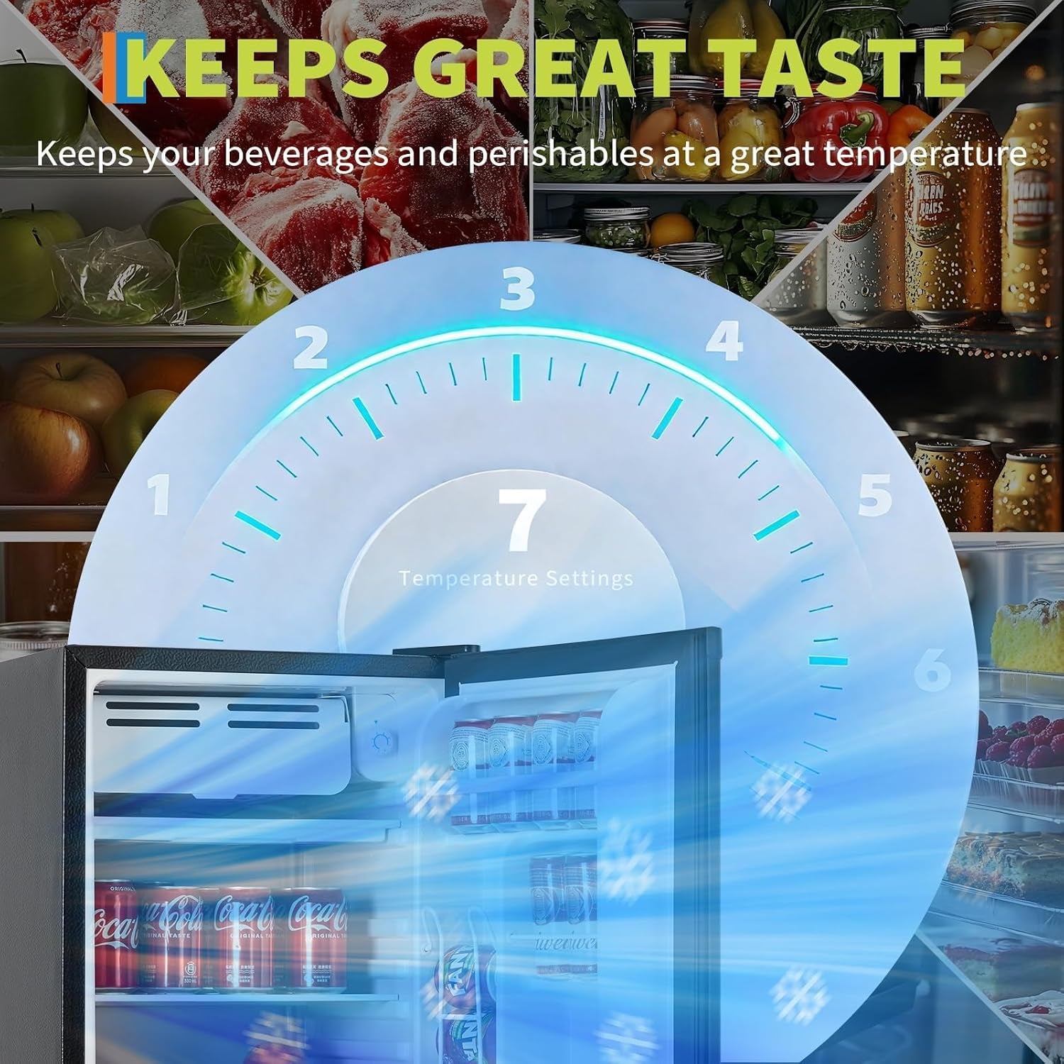 3.2 Cu.Ft Energy-Efficient Compact Refrigerator with Freezer, Quiet Adjustable Thermostat Removable Shelf Reversible Door, College Dorm Mini Fridge Perfect for Dorm, Apartment, Office, Bedroom