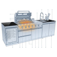 BBQ Island Outdoor Kitchen Kits, 4-Burner 72000 BTU Stainless Steel Modular 98 Inch Natural Gas Outdoor Kitchen Bar Barbecue Island Grill with Refrigerator and Sink for Patio Backyard — How It Works