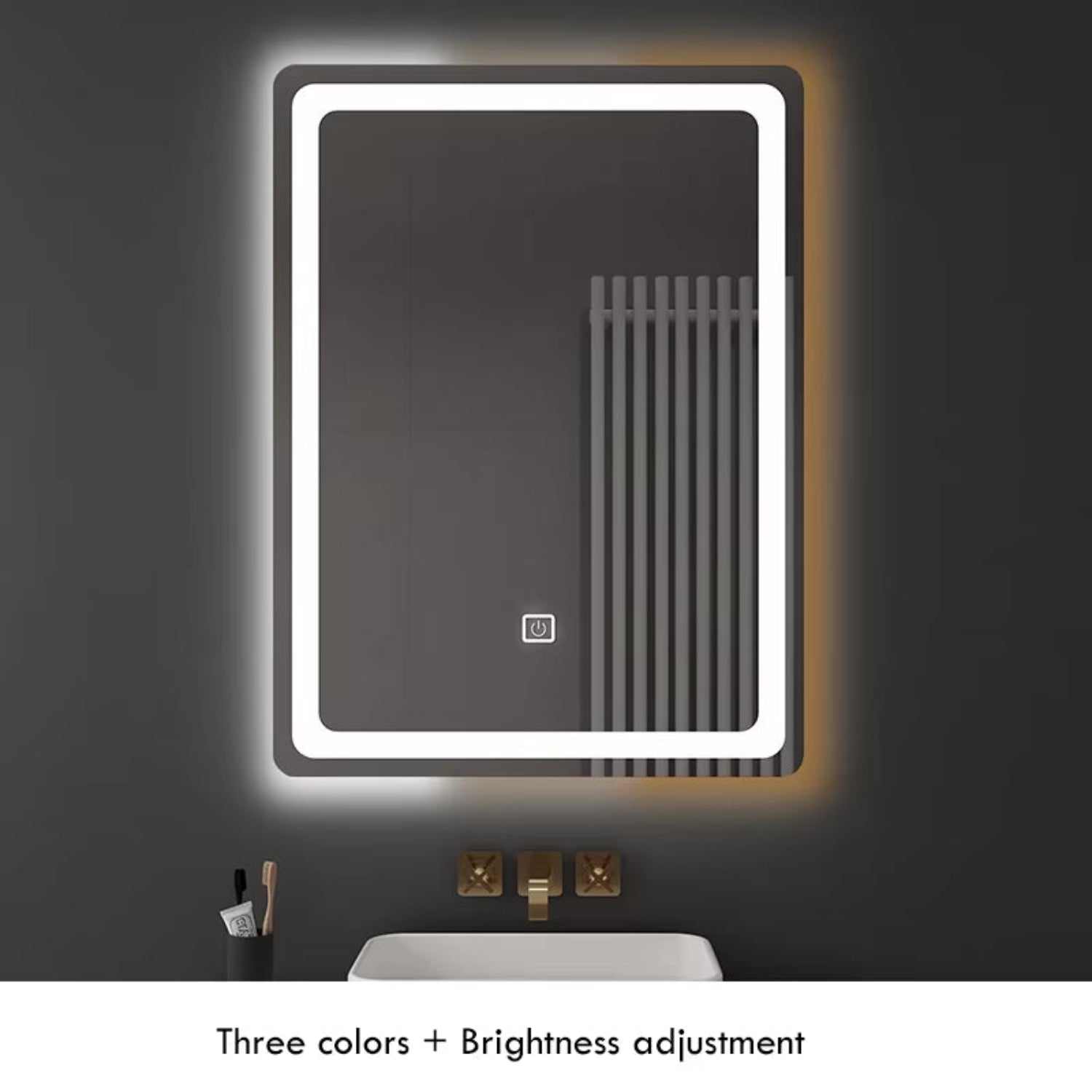 50X70Cm Upright Smart Bathroom Mirror LED Light Makeup Mirror Backlight with Defogging Bluetooth Speaker for Home Decoration