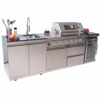 Outdoor Kitchen Kit Built to Transform Patios, 72000 BTU Gas Grill, Built-in Refrigerator, Stainless Steel